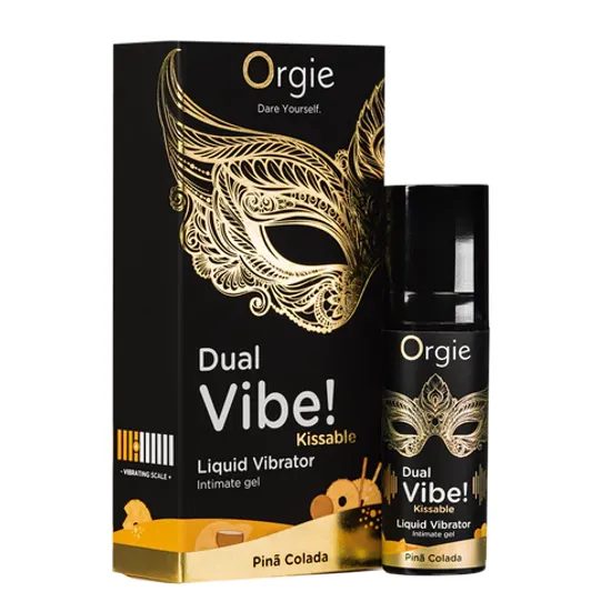 Orgie Dual Vibe! Vibrator lichid comestibil Pina Colada 15 ml
