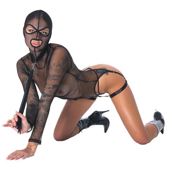 Bad Kitty Net Basque with Head Mask & Long Sleeves Set