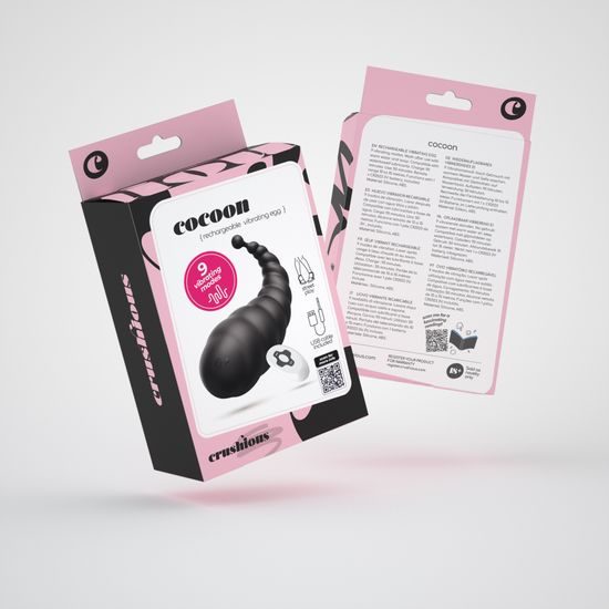Crushious Cocoon ou vibrator reîncărcabil cu telecomandă wireless, negru