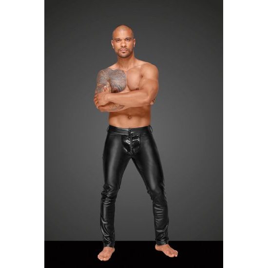 Pantaloni Noir HANDMADE cu pliuri din PVC