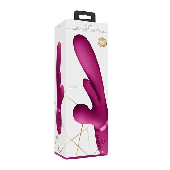 Vive Kura Vibrator pentru Punctul G cu Limbă Palpitantă și Stimulator cu Unde Pulsatorii Roz