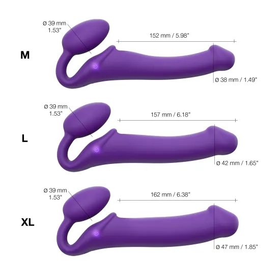 Strap-on-me 3 Motoare Vibrator din Silicon Flexibil Strap-On Mov M