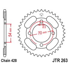 Řetězová rozeta JT JTR 263-40ZBK 40 zubů, 428 Černý zinek