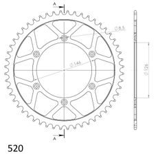 Řetězová rozeta SUPERSPROX RFE-808:51-BLK černý 51 zubů, 520