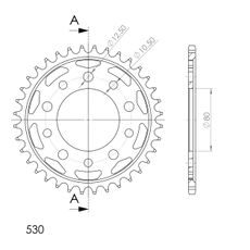 Řetězová rozeta SUPERSPROX RFE-1334:36-BLK černý 36 zubů, 530
