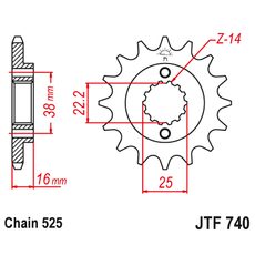 Řetězové kolečko JT JTF 740-15 15 zubů, 525