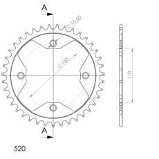 Řetězová rozeta SUPERSPROX RFE-1350:39-BLK černý 39 zubů, 520