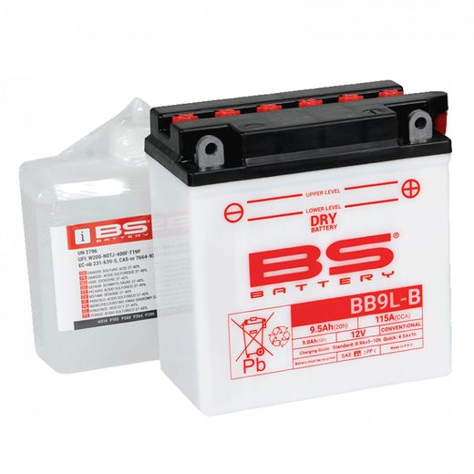 Konvenční motocyklová baterie BS-BATTERY BB9L-B Včetně balení kyseliny