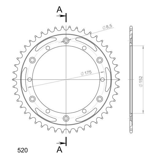Řetězová rozeta SUPERSPROX RFE-853:46-BLK černý 46 zubů, 520