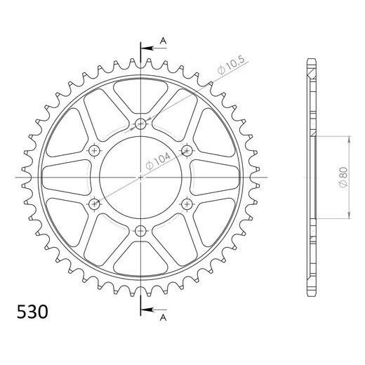 Řetězová rozeta SUPERSPROX RFE-488:44-BLK černý 44 zubů, 530