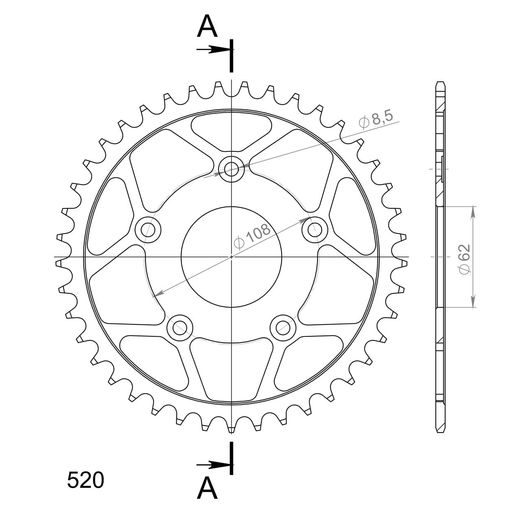 Řetězová sada EK - stříbrný řetěz 520 H, Netěsněný, kolečko SUPERSPROX, rozeta SUPERSPROX pro APRILIA RS 125 2T 1993-2003