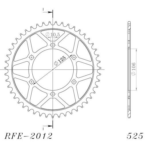 Řetězová rozeta SUPERSPROX RFE-2012:49-BLK černý 49 zubů, 525
