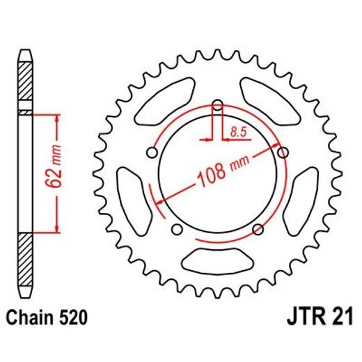 Řetězová sada EK - stříbrný řetěz 520 H, Netěsněný, kolečko JT, rozeta JT pro APRILIA Tuareg Wind 125 1990-1992