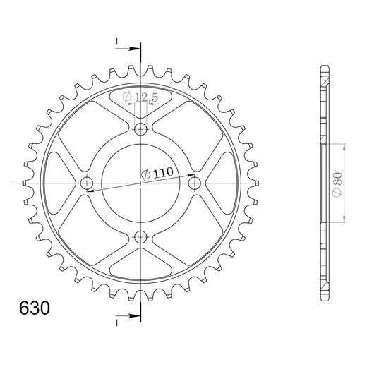 Řetězová rozeta SUPERSPROX RFE-333:43-BLK černý 43 zubů, 630