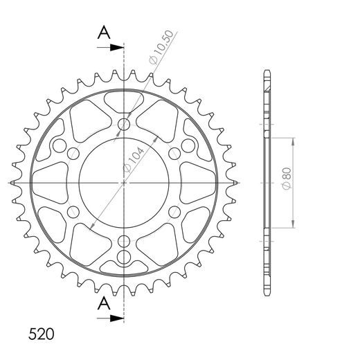 Řetězová rozeta SUPERSPROX RFE-1478:38-BLK černý 38 zubů, 520