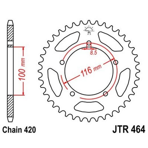 Řetězová rozeta JT JTR 464-50 50 zubů, 420
