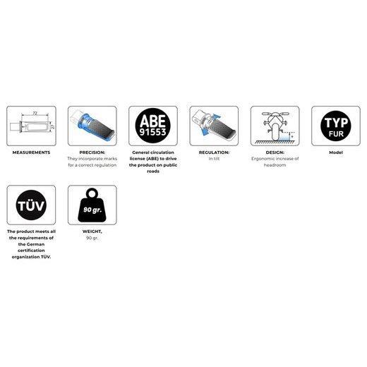 Stupačky bez adaptérů PUIG SPORT 7318R červená s gumou