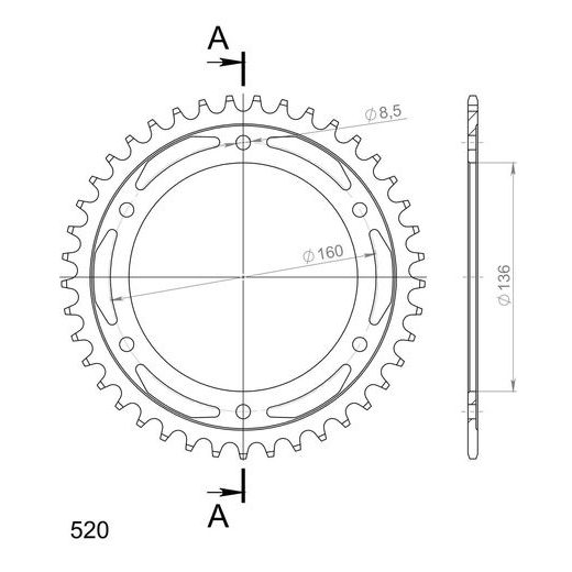 Řetězová rozeta SUPERSPROX RFE-5:41-BLK černý 41 zubů, 520