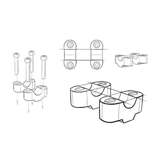 Zvýšení řidítek PUIG 22142N černý height 20mm, d 29mm
