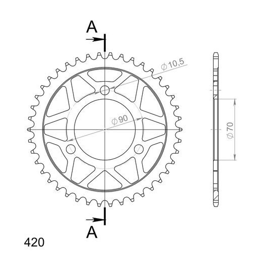 Řetězová rozeta SUPERSPROX RFE-239:42-BLK černý 42 zubů, 420