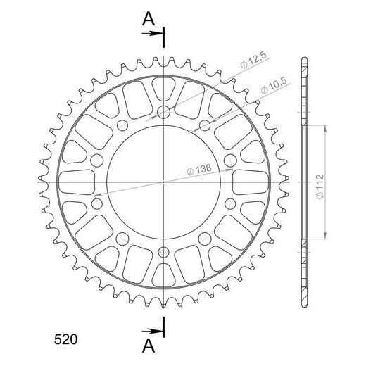 Řetězová rozeta SUPERSPROX RFE-1303:47-BLK černý 47 zubů, 520