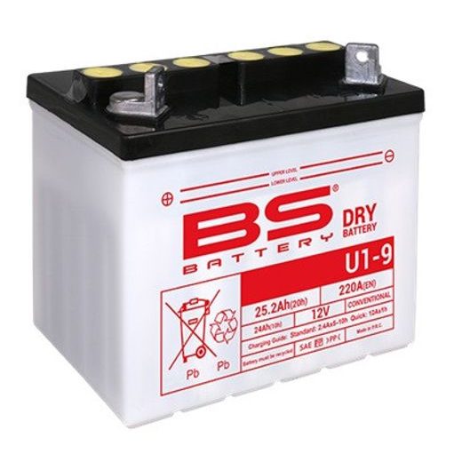 Konvenční motocyklová baterie BS-BATTERY U1-9 Včetně balení kyseliny