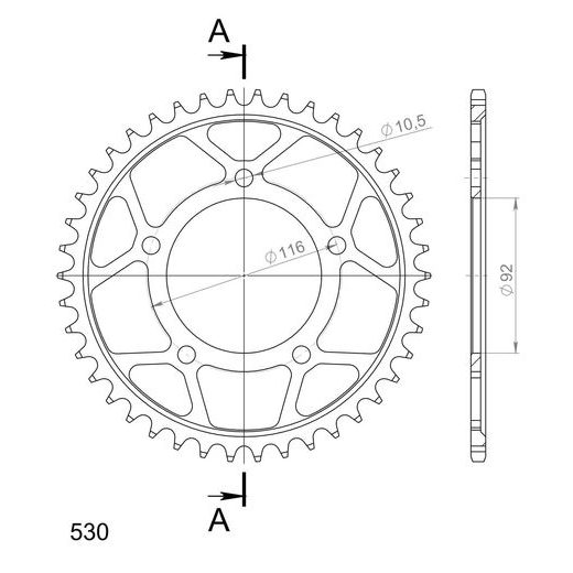 Řetězová rozeta SUPERSPROX RFE-489:42-BLK černý 42 zubů, 530