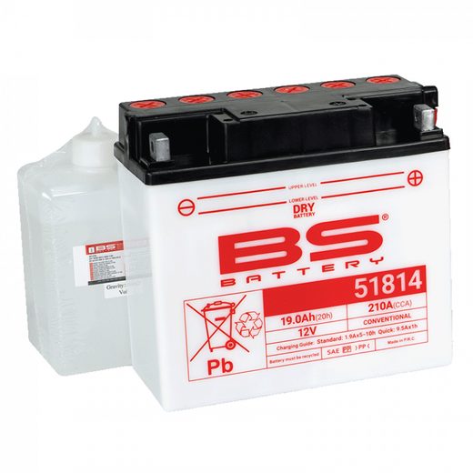 Konvenční motocyklová baterie BS-BATTERY BS51814 (12C16A-3B) Včetně balení kyseliny