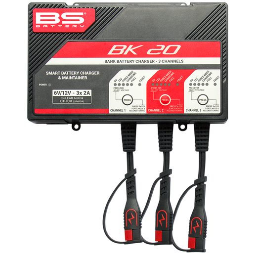 3kanálová nabíjecí stanice BS-BATTERY BK20 (vhodné také pro lithiové baterie) 12V 2A