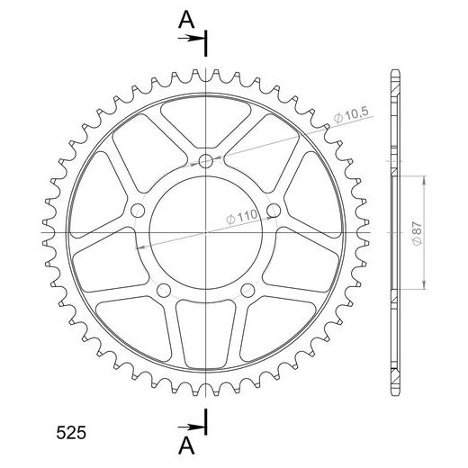 Řetězová rozeta SUPERSPROX RFE-807:48-BLK černý 48 zubů, 525