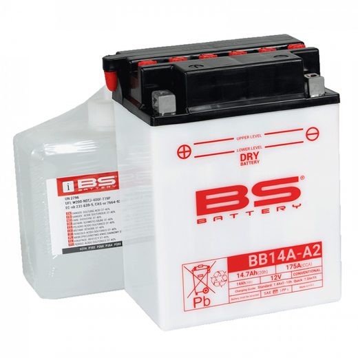 Konvenční motocyklová baterie BS-BATTERY BB14A-A2 Včetně balení kyseliny