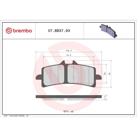 Brzdové destičky BREMBO 07BB3793 GENUINE