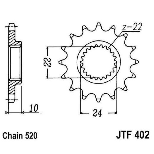 Řetězové kolečko JT JTF 402-16RB 16 zubů, 520 pogumované