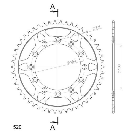 Řetězová rozeta SUPERSPROX RFE-245/2:50-BLK černý 50 zubů, 520