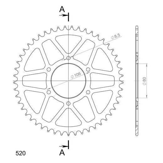 Řetězová rozeta SUPERSPROX RFE-22:49-BLK černý 49 zubů, 520