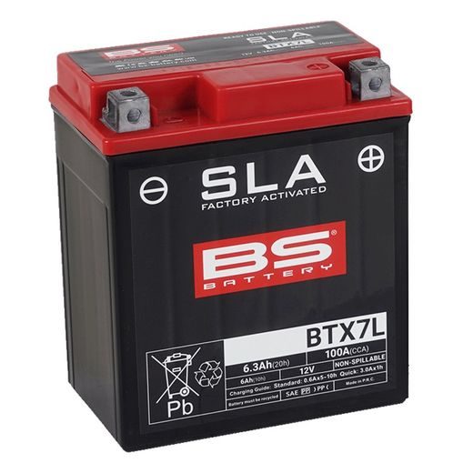 Továrně aktivovaná motocyklová baterie BS-BATTERY BTX7L (FA) (YTX7L (FA)) SLA