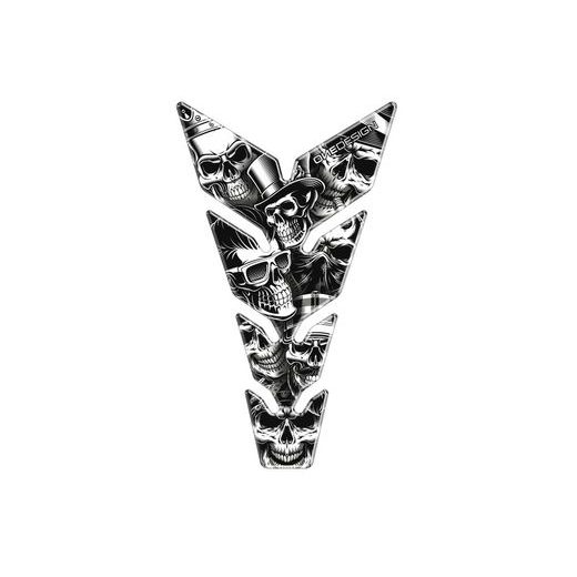 Tankpad PUIG Skull Party Black & White 20594N