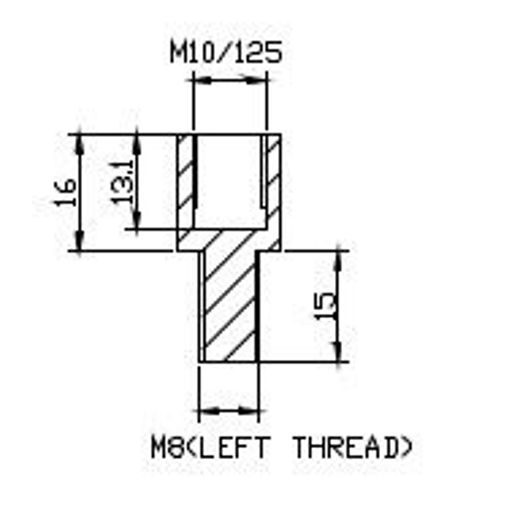 Adaptér na zpětné zrcátko PUIG ADAPTER REAR MIRROR HI-TECH M10 TO M8 LEFT THREAD 9579N černý na řidítka