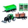 Traktor nakladač 17cm 3druhy na setrvačník + 2vlečky v krabičce