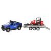 Kids Globe Traffic auto SUV 30cm na zpětný chod na baterie se světlem a zvukem s bagrem v krabičce