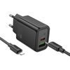 Gentle PD30W dual port adaptér Type-C to Lightning ČERNÝ