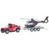 Kids Globe Traffic auto terénní 13cm kov na zpětný chod s přívěsem + vrtulníkem 20cm v krabičce