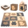 Pěnová podložka na puzzle pro děti 9 ks béžovo-hnědo-černá 85cm x 85cm x 1cm