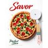 Kráječ na pizzu s dřevěnou rukojetí – růžovo-modrý
