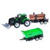 Traktor nakladač 17cm 3druhy na setrvačník + 2vlečky v krabičce