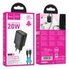 Gentle PD20W dual port adaptér ČERNÝ s kabelem USB-C
