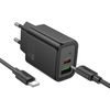 Gentle PD20W dual port adaptér ČERNÝ s kabelem USB-C