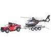 Kids Globe Traffic auto terénní 13cm kov na zpětný chod s přívěsem + vrtulníkem 20cm v krabičce