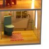 MDF dřevěný domeček pro panenky + nábytek 70cm růžový LED