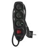 Prodlužovací kabel 1,5 m, 3 zásuvky s vypínačem / černý / PVC / 1 mm2
